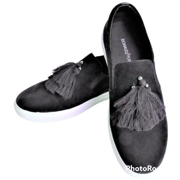 Donald J. Pliner Black Suede Loafers with Silver Detailing Donald J. Pliner | Shoes | Donald Pliner Perforated Suede  main image 2